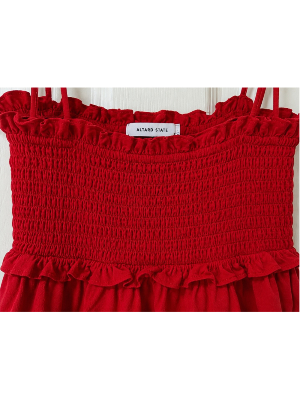 Altar’d‎ State Red Smocked Ruffle Peplum Tie Strap Tank Top Women’s Size S - Picture 10 of 10